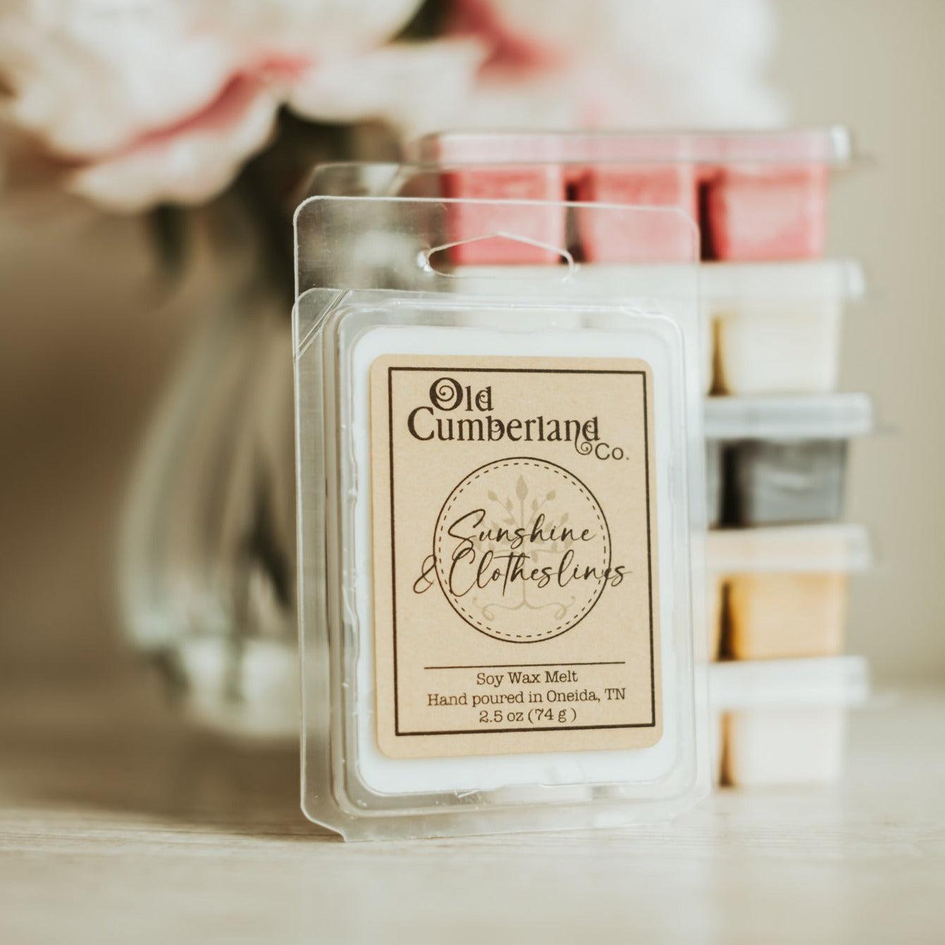 Soy wax melts in an assortment of fragrances – Old Cumberland Co. clean-burning and high-quality scent options.