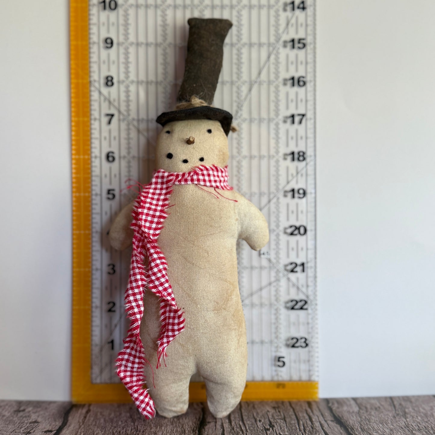 Primitive Snowman “Mr. Frostwick” – Handmade Rustic Christmas Decor 10”