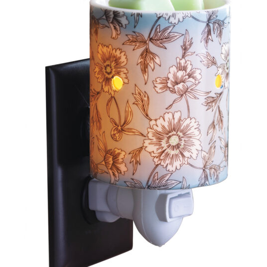 Flora plug-in wax warmer – robin’s egg blue with floral design