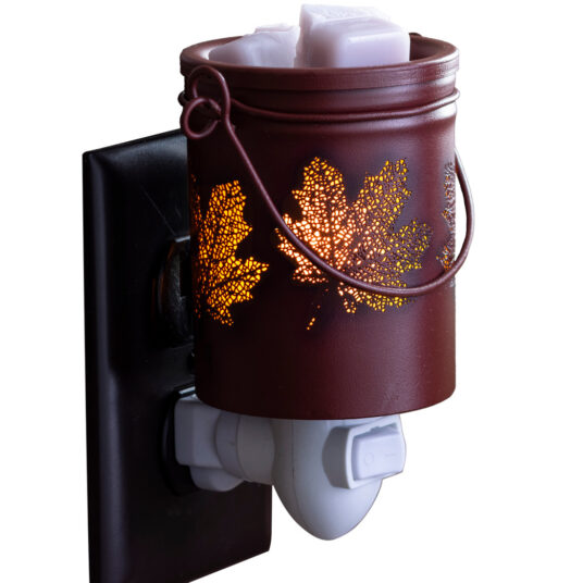Fall Leaves plug-in wax warmer – maroon ceramic with leaf cutouts