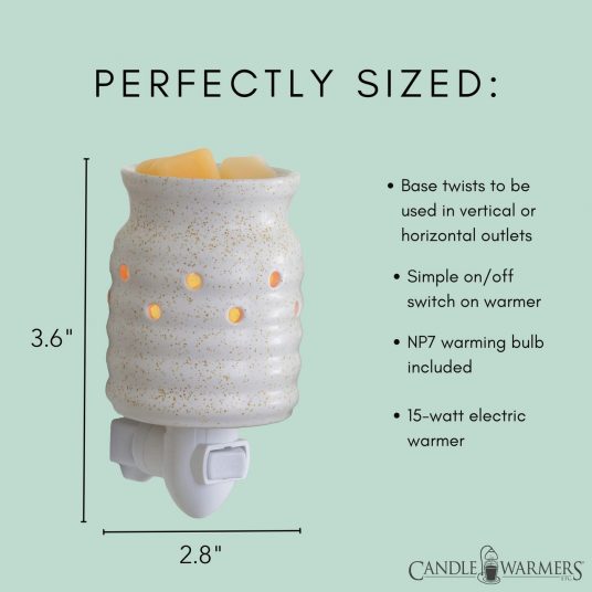 Compact ceramic wax warmer with rotating plug for small spaces