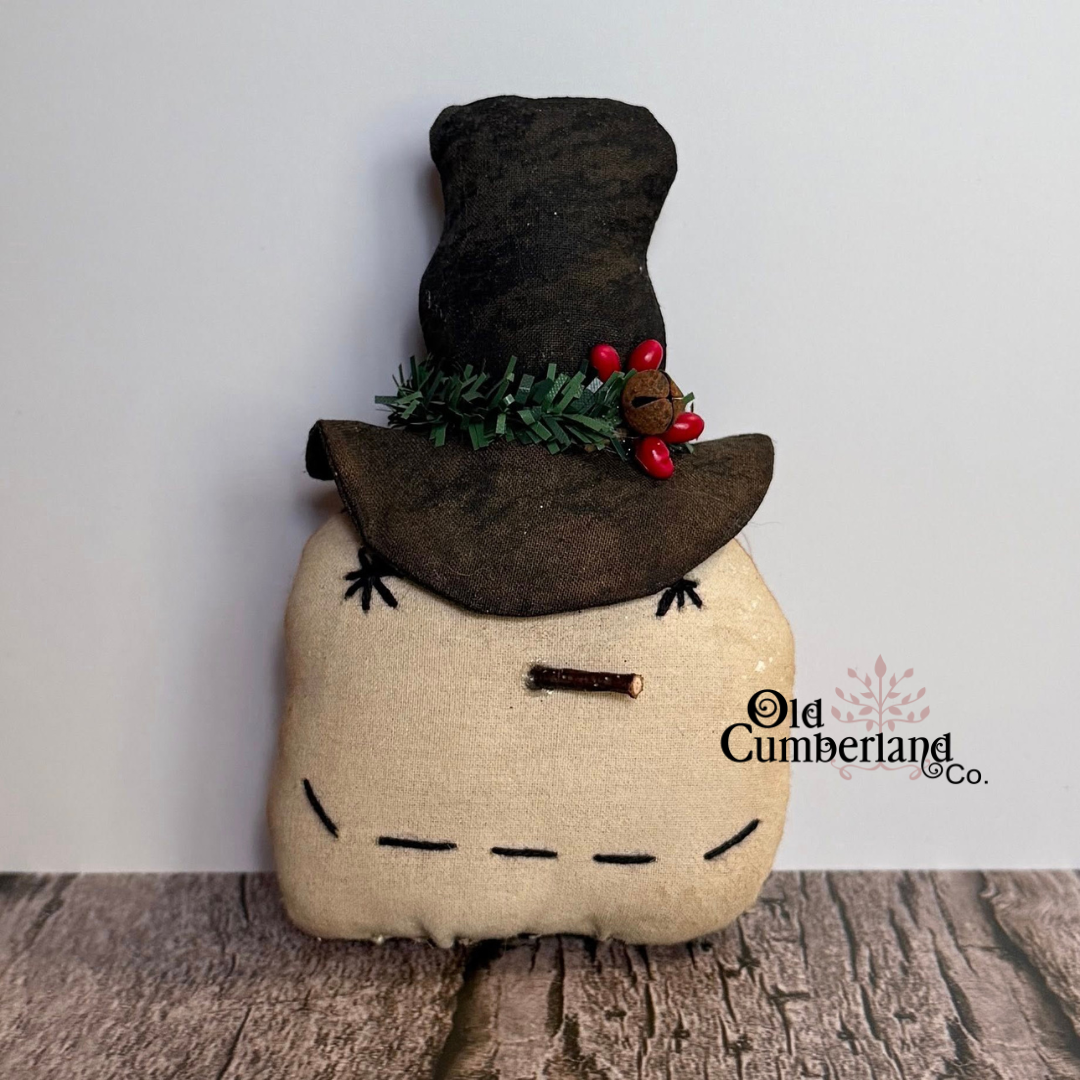 Primitive Snowman “Jolly Jeb” – Handmade Rustic Christmas Decor 5.5”