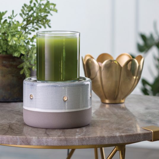 Concrete and white glazed 2-in-1 candle and wax warmer