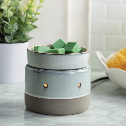 Concrete and white glazed 2-in-1 candle and wax warmer