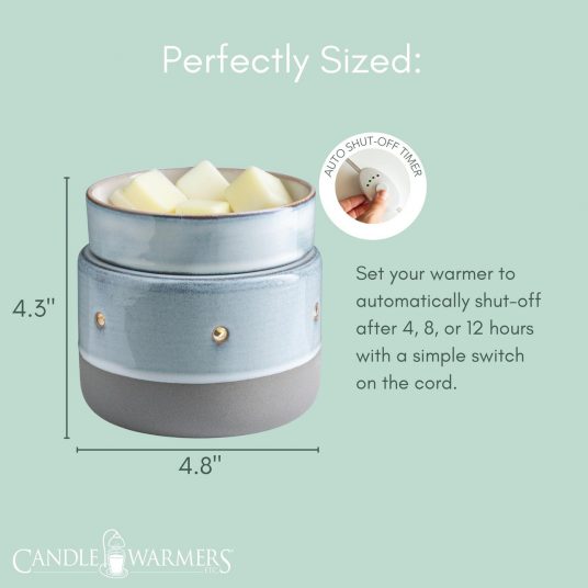 Ceramic wax melt and candle warmer with soft white glaze