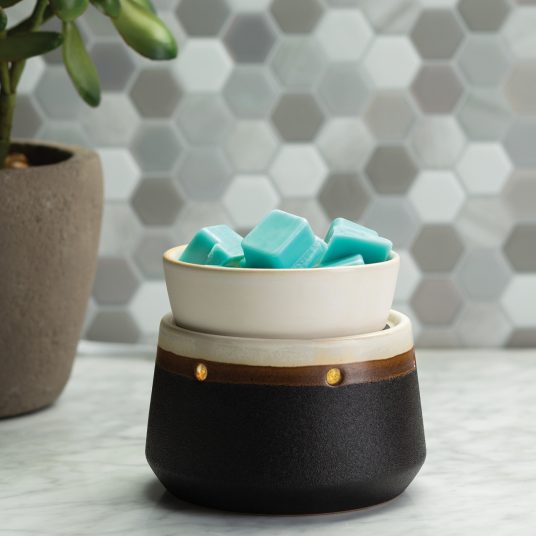 Ironstone textured 2-in-1 wax and candle warmer