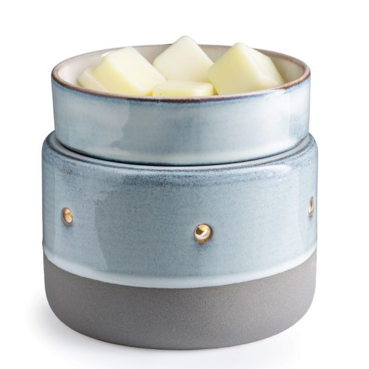Concrete and white glazed 2-in-1 candle and wax warmer