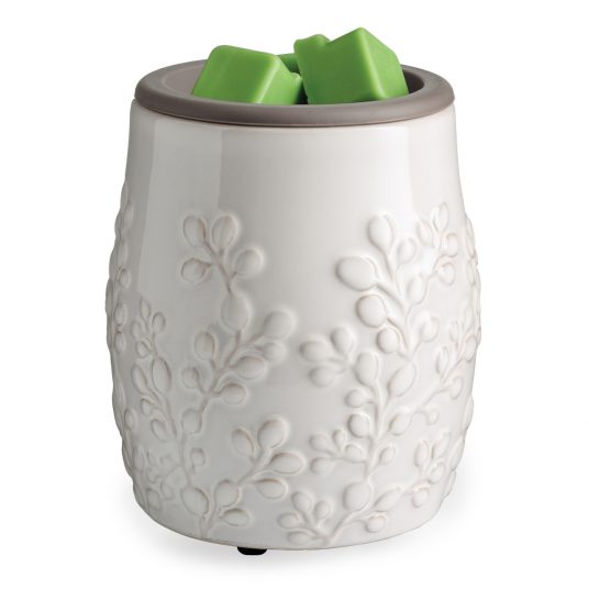 Willow branch pattern wax warmer in white ceramic