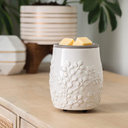 Willow branch pattern wax warmer in white ceramic